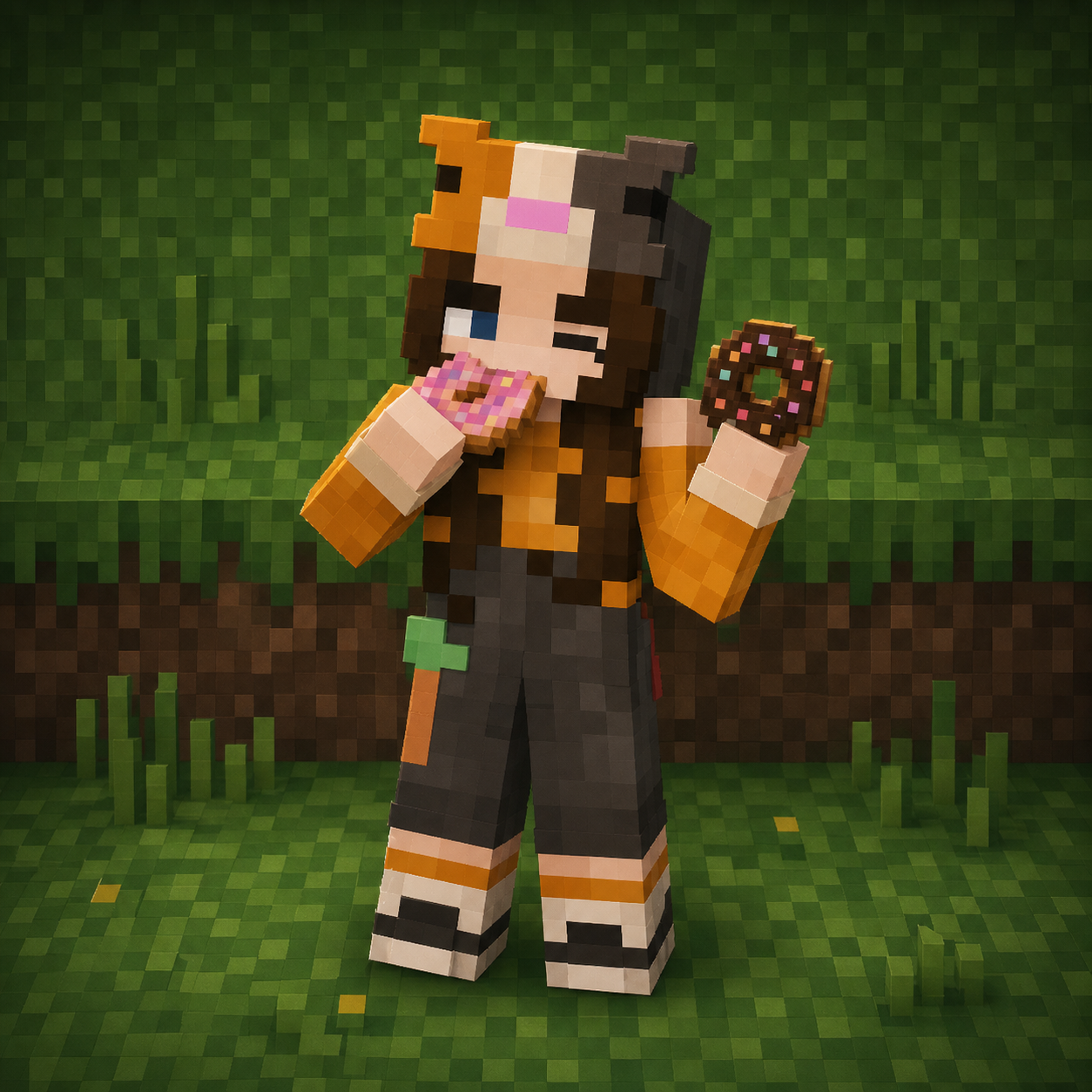 keylockerbamboo eating frosted doughnuts