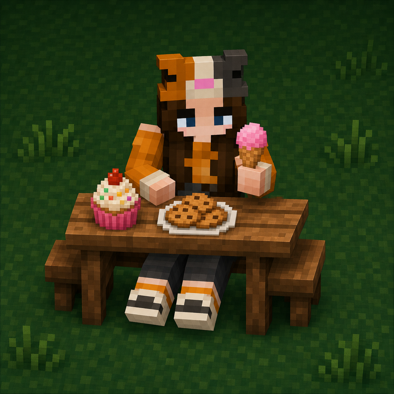 keylockerbamboo enjoying cupcakes, cookies, and ice cream